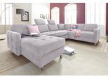 Wohnlandschaft SIT & MORE "Pablo U-Form", silber, B:292cm H:80cm T:87cm, Struktur (100% Polyester);Kunstleder SOFTLUX;Luxus-Microfaser ALTARA NUBUCK (100% Polyester), Sofas, Wohnlandschaft, wahlweise mit Schlaffunktion und Bettkasten