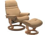 Fußhocker STRESSLESS "Sunrise", beige (sand paloma), B:57cm H:39cm T:40cm, Leder BATICK: BATICK ist ein leicht korrigiertes, durchgefärbtes und genarbtes Möbelleder, bei dem die meisten Unebenheiten und Spuren in der Regel entfernt wurden.;Leder PALOMA: PALOMA ist ein durchgefärbtes Semianilin-Möbelleder mit natürlicher Narbung.;ROHLEDER Stoff Q2 FARON: Ein fester zuverlässiger Bouclé mit einem st