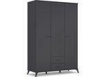 Drehtürenschrank RAUCH "Lucena", grau (graumetallic), B:140cm H:203cm T:54cm, Holzwerkstoff, Schränke, Drehtürenschrank, mit schräg ausgestellten Füßen im Monochrom-Stil