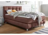 Boxspringbett HOME AFFAIRE "Salo", braun, B:134cm L:211cm, Struktur (100% Polyester);Bezug der Spiegelfläche Matratzendrell aus 100% Polyester;Samtoptik (100% Polyester), Komplettbetten, Boxspringbett, incl. Topper, 6 Breiten, 2 Härtegrade, TFK auch in Härtegrad 4