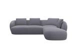 Ecksofa FLEXLUX "Torino, rund, L-Form, Sofa-Ecke mit Ottomane", grau (steel), B:265cm H:85cm T:237cm, 100% Polyester, Sofas, Ecksofa, Modernes, organisches Sofa-Design, Kaltschaum, Wellenunterfederung