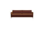 3-Sitzer FLEXLUX "Fiore, super Sitzkomfort durch Kaltschaum im Sitz", braun (cognac), B:214cm H:85cm T:92cm, 100% Polyester, Sofas, 3-Sitzer, schmale Armlehnen, Füße Alu+ Eiche