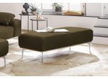 Polsterhocker W.SCHILLIG, grün (camouflage w82), B:150cm H:46cm T:60cm, Flachgewebe W82 Q2 (74% Polyacryl, 26% Polyester), Hocker, Polsterhocker, mit elegantem Holzsockel, Füße in Chrom glänzend, Breite 150 cm