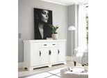 Sideboard OTTO HOME "Royal, eleganter Schrank, Kommode, Stauraumelement im Landhausstil", weiß (pinie weiß dekor), B:168cm H:96cm T:46cm, Sideboards, Sideboard, dekorative Rahmenoptik, Metallgriffe, viel Stauraum, 168 cm breit