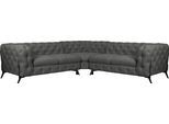 Chesterfield-Sofa HOME AFFAIRE "Amaury L-Form", grau, B:264cm H:75cm T:262cm, Struktur (100% Polyester);Samtoptik (100% Polyester), Sofas, Chesterfield-Sofa, Chesterfield-Optik, Breite/Tiefe je 262 cm, Fußfarbe wählbar