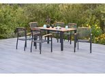 Garten-Essgruppe MERXX "»Tilos«", grau (grau, graphit, graphit), Aluminium, Massivholz, Sitzmöbel-Sets, Garten-Essgruppe, Tisch: LxB: 150x90 cm