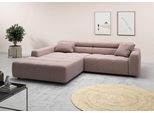 Ecksofa 3C CANDY "Denver auch mit Cord- und Easy care-Bezug, Kopfteilverstellung L-Form", rosa, B:258cm H:68cm T:217cm, 88% Polyester, 12% Polyacryl, Sofas, Ecksofa, wahlweise. mit motorischer Sitztiefenverstellung