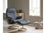 Relaxsessel STRESSLESS "Sunrise", blau (atlantic blau batick), B:79cm H:103cm T:73cm, Leder BATICK: BATICK ist ein leicht korrigiertes, durchgefärbtes und genarbtes Möbelleder, bei dem die meisten Unebenheiten und Spuren in der Regel entfernt wurden.;Leder PALOMA: PALOMA ist ein durchgefärbtes Semianilin-Möbelleder mit natürlicher Narbung.;ROHLEDER Stoff Q2 FARON: Ein fester zuverlässiger Bouclé m