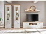 Wohnwand OTTO HOME "Sherwood, Anbauwand im Landhausstil, Komplettset, Wohnzimmer-Set", weiß (pinie weiß, wotan eiche), B:342cm, Kastenmöbel-Sets, Wohnwand, Set besteht aus 2 Vitrinen, 1 Lowboard und 1 Wandregal