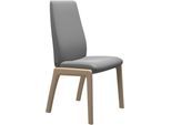 Polsterstuhl STRESSLESS "Laurel", grau (wild dove batick, walnuss), B:57cm H:105cm T:60cm, Leder BATICK: BATICK ist ein leicht korrigiertes, durchgefärbtes und genarbtes Möbelleder, bei dem die meisten Unebenheiten und Spuren in der Regel entfernt wurden., Stühle, Polsterstuhl, High Back, Größe L, mit abgerundeten Beinen in Walnuss