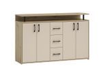 Carryhome Sideboard, Kaschmir, Eiche Artisan, Kunststoff, 2 Fächer, 3 Schublade(n) Schubladen, 139x90x34 cm, Wohnzimmer, Kommoden & Sideboards, Sideboards
