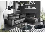 Ecksofa 3C CANDY "Greve modern und bequem, inkl. manueller Kopfteilverstellung, L-Form", schwarz, B:249cm H:79cm T:209cm, 100% Leder, Sofas, Ecksofa, wahlweise mit motorischem Sitzvorzug