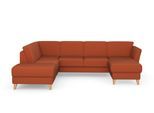 Wohnlandschaft SIT & MORE "Visby U-Form", orange (terra), B:303cm H:87cm T:213cm, Sofas, Wohnlandschaft, wahlweise mit Schlaffunktion und Stauraum, frei im Raum stellbar