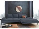 Ecksofa W.SCHILLIG "enjoy&MORE, Designsofa, elegant und bequem, L-Form", blau (marine r66), B:310cm H:87cm T:185cm, Chenille-Flachgewebe R66 (85% Polyester, 15% Nylon);Longlife Xtra-Leder Z59: Glattleder mit modischer Prägung. Hautstärke 0, 9 - 1, 1 mm;Stoff S37 (100% Polyester), Sofas, Ecksofa, Sitztiefenverstellung, Füße schwarz pulverbeschichtet, Breite 310 cm