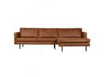 Livetastic , Cognac , Textil, Leder , Echtleder , Rindleder , Ottomane rechts, L-Form , 300x155 cm , Made in EU , Armteil links, Armteil rechts ,