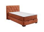 Mid.you , Cognac , Textil, Holzwerkstoff , H3 + H4 , 9-Zonen , 120x200 cm , Bettkasten, gepolstertes Kopfteil, Federkernmatratze, Wendematratze mit unterschiedlichen Härtegraden ,