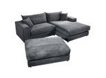 Livetastic , Dunkelgrau , Textil , Füllung: Polyurethan (PUR),Polyurethan (Pur) , Ottomane rechts, L-Form , 265x180 cm , Made in EU ,