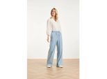 Smashed Lemon Lichtblauwe wide leg broek met koordsluiting