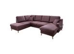 P & B , Bordeaux , Textil , Buche , massiv , Struktur , Füllung: Schaumstoff,Schaumstoff , Ottomane links, U-Form , 301x200 cm , Made in EU , Liegefunktion, Schlafen auf Sitzhöhe ,
