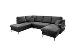 P & B , Anthrazit , Textil , Buche , massiv , Struktur , Füllung: Schaumstoff,Schaumstoff , U-Form , 301x200 cm , Made in EU , Liegefunktion, Schlafen auf Sitzhöhe ,