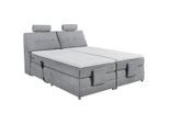 Mid.you , Hellgrau , Textil, Holzwerkstoff , H2 , 7-Zonen , 180x200 cm , gepolstertes Kopfteil, Federkernmatratze, Topper geteilt ,