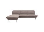 Looks by W.Joop , Braun, Beige , Textil , Uni , Ottomane links, nicht einzeln stellbar, L-Form , 274x168 cm , Made in EU, FSC MIX , Stoffauswahl, seitenverkehrt erhältlich, Hocker erhältlich, Rücken echt ,
