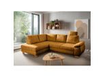 Livetastic , Goldfarben , Textil , Uni , 265x206 cm , Made in EU , Liegefunktion, Rücken echt, Armteil rechts ,