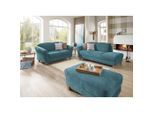 Sit & More , Petrol , Textil , Buche , 194x84x91 cm , Goldenes M, Oeko-Tex® Standard 100, Made in Europe, DGM-Klimapakt , Rücken echt, Armteil links ,