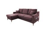 P & B , Bordeaux , Textil , Buche , massiv , Struktur , Füllung: Schaumstoff,Schaumstoff , Ottomane links, L-Form , 228x150 cm , Made in EU , Liegefunktion, Schlafen auf Sitzhöhe ,