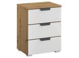Rauch Möbel , Weiß, Eiche Artisan , Glas, Holzwerkstoff , 3 Schublade(n) Schubladen , 47x62x42 cm , Blauer Engel, Goldenes M, Made in Germany , Soft-Close-System ,