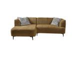 Mid.you , Goldfarben , Textil , Füllung: Polyurethan (Pur) , Ottomane links, L-Form , 247x158 cm , Made in EU ,