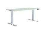 Schäfer Shop Genius Schreibtisch MODENA FLEX, elektrisch höhenverstellbar, Rechteck, T-Fuss, B 1600 x T 800 mm, lichtgrau/weissalu + Memorypanel