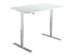 Schreibtisch Start Off - elektrisch höhenverstellbar - T-Fuss - B 1200 x T 800 x H 755-1255 mm - lichtgrau/weissaluminium