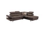 Stylife Ecksofa, Dunkelbraun, Metall, Kombination Echtleder/Lederlook, Rindleder, 4-Sitzer, Ottomane rechts, L-Form, 265x212 cm, Goldenes M, Lederauswahl, Stoffauswahl, seitenverkehrt erhältlich, Bettfunktion Hocker Rücken echt, Wohnzimmer, Sofas & Couches, Wohnlandschaften, Ecksofas