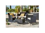 Ambia Garden Gartenset, Creme, Schwarz, Textil, 4-teilig, Füllung: Schaumstoff, Tisch mit Glasplatte, Gartenmöbel, Gartenmöbel-Sets