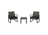 Ambia Garden Balkonset, Grau, Metall, Kunststoff, Textil, 3-teilig, Füllung: Schaumstoff, U-Form, geeignet für Balkon, Balkonmöbel, Balkonmöbel-Sets