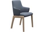 Polsterstuhl STRESSLESS "Laurel", blau (sparrow blau paloma, walnuss), B:58cm H:92cm T:59cm, Leder PALOMA: PALOMA ist ein durchgefärbtes Semianilin-Möbelleder mit natürlicher Narbung., Stühle, Polsterstuhl, Low Back mit Armlehne, Größe L, mit abgerundeten Beinen in Walnuss