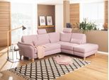 Ecksofa HOME AFFAIRE "Palace L-Form", rosa (rose), B:259cm H:89cm T:225cm, Struktur fein (100% Polyester);Struktur (100% Polyester);Luxus-Microfaser Lederoptik (100% Polyester), Sofas, Ecksofa, incl. Sitztiefenverstellung, wahlweise mit Schlaffunktion und Stauraum