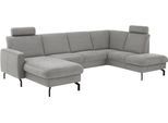 Wohnlandschaft DIE PLANBAR "PP-PF25099, U-Form, Breite 307cm", grau (asina grau), B:307cm H:88cm T:190cm, 94% Polyester, 6% Nylon, Sofas, Wohnlandschaft, Wahlweise mit Kopfstützen, Stauraum und motorischer Vorziehbank