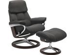 Relaxsessel STRESSLESS "Ruby", grau (rock paloma), B:76cm H:100cm T:75cm, Leder PALOMA: durchgefärbtes Semianilin-Möbelleder;Leder BATICK: durchgefärbtes und genarbtes Möbelleder, Sessel, Relaxsessel, mit Signature Base, Größe S, Gestell Eiche, Wenge, Braun & Schwarz