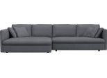 Ecksofa FLEXLUX "Lovane", blau (navy blau), B:290cm H:84cm T:185cm, 62% Polyester/14% Cotton/7% Linen, Sofas, Ecksofa, Weich & anschmiegsam, große Sitztiefe auf Kaltschaum, Dekokissen inkl.