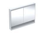 Geberit One Spiegelschrank 505825002 120 x 90 x 15 cm, weiß/Aluminium pulverbeschichtet, mit Nische und ComfortLight, 2 Türen