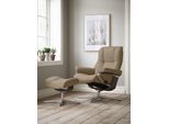 Fußhocker STRESSLESS "Mayfair", braun (sand dinamica), B:55cm H:41cm T:39cm, Microfaser DINAMICA (88% Polyester, 12% Polyurethan), Hocker, Fußhocker, mit Cross Base, Größe S, M & L, Holzakzent Wenge