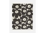 Wohndecke MARIMEKKO "UNIKKO", schwarz-weiß (weiß, schwarz), B:130cm L:180cm, Baumwolle, Wolle, Wohndecken, Wohndecke, 130x180 cm