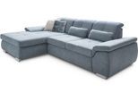 Ecksofa DIE PLANBAR "MP-IN16037 L-Form, Breite 289 cm, mit Kaltschaum-Polsterung", blau (ice), B:289cm H:85cm T:195cm, 100% Polyester, Sofas, Ecksofa, mit Sitztiefenverstellung & Zierkissen
