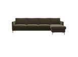 Ecksofa FLEXLUX "Fiore, L-Form, bequem und komfortabel durch hochwertigem Sitzaufbau", grün (moss grün), B:280cm H:85cm T:159cm, Sofas, Ecksofa, schmale Armlehnen, Kaltschaum, Füße Alu+ Eiche
