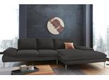 Ecksofa W.SCHILLIG "enjoy&MORE, Designsofa, bequem, zeitlos und elegant, L-Form", grau (anthrazit r66), B:340cm H:87cm T:185cm, Chenille-Flachgewebe R66 (85% Polyester, 15% Nylon);Longlife Xtra-Leder Z59: Glattleder mit modischer Prägung. Hautstärke 0, 9 - 1, 1 mm;Stoff S37 (100% Polyester), Sofas, Ecksofa, mit Sitztiefenverstellung, Füße Chrom glänzend, Breite 340 cm