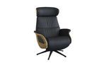 Relaxsessel FLEXLUX "Clement elektrischer Funktionsessel", schwarz (deep schwarz), B:81cm H:111cm T:90cm, Sessel, Relaxsessel, Größe M, Rücken & Fußteil elektrisch, Akku, Arml. Eiche, Fuß schwarz