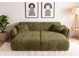 Big-Sofa HOME AFFAIRE "MIRELDA Design-Sofa mit Steppungen, extra tief, Breite 251 cm", grün, B:251cm H:81cm T:155cm, 100% Polyester, Sofas, Big-Sofa, Sitztiefe 123cm, elegant und bequem, 2 Zierkissen, belastbar bis 480kg