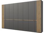 Kleiderschrank MUSTERRING "Isabelle", grau (graphit, dekor), B:393,1cm H:236cm T:58cm, Hartfaserplatte, Holzwerkstoff, Schränke, Kleiderschrank, Lamellen in Eiche, Griffe in schwarz, verschiedene Größen und Farben